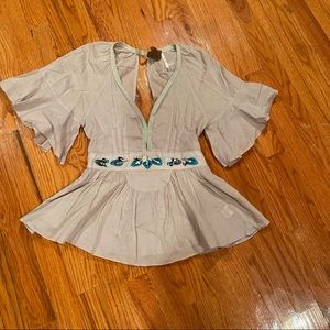 Free People Boho Butterfly Sleeve Top SZ 0